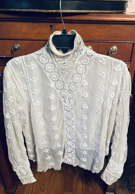 Edwardian Wedding Dress 1910 Heavy Hand Embroidery,  Collar, 2 Silk Tablecloths - Image 1 of 4