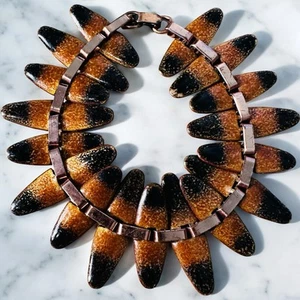Bracciale Vintage RENOIR Recinzione Rame Stile Post Link Lungo 7,25" Punta Nera - Foto 1 di 3