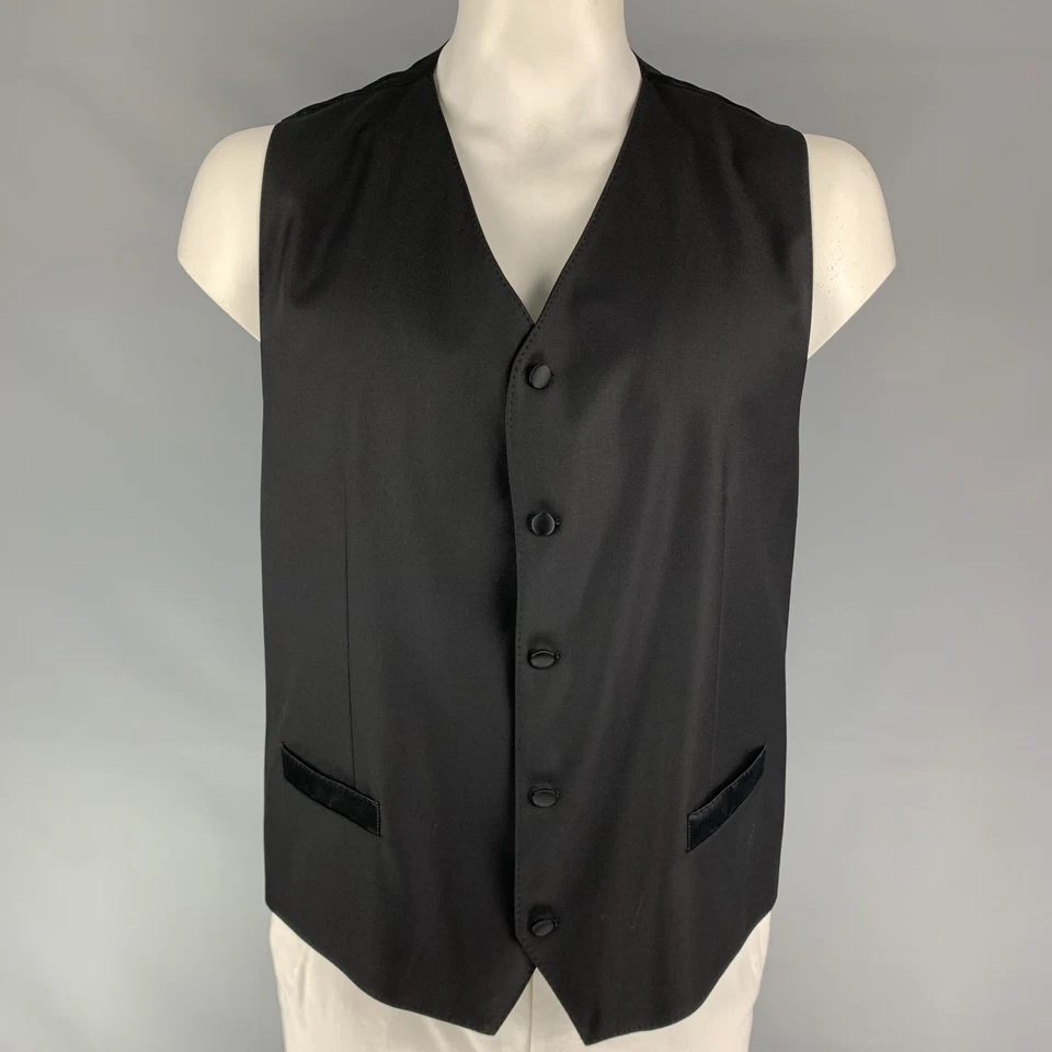 DOLCE & GABBANA Taille US 48 / IT58 Gilet Boutonné En Laine Noire - Photo 1/4