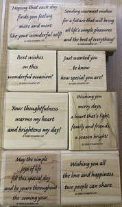 Stampin Up! Versatile Verses (Set Of 8) Wood Mounted Rubber Stamps *USED* - Picture 1 of 3