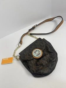 Bolso Bandolera Michael Kors Jet Set Pequeño Estampado Logo en Marrón Nuevo con Etiquetas - Imagen 1 de 4