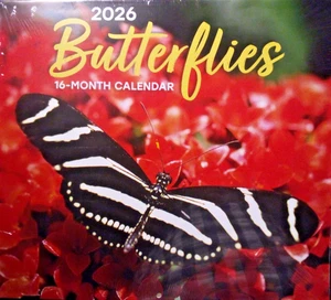 2026 BUTTERFLIES 16 MONTH WALL  CALENDAR HOME OFFICE BUTTERFLY ORGANIZER FREE SH - Picture 1 of 3