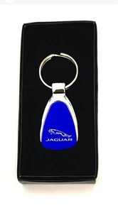 Jaguar Blue/Silver Tear Drop Keychain In Metal  Can B Engrave On The Back - Bild 1 von 4