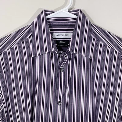 Camisa social Versace Collection 'Trend' 16 (41) listrada roxa manga longa - Imagem 1 de 4