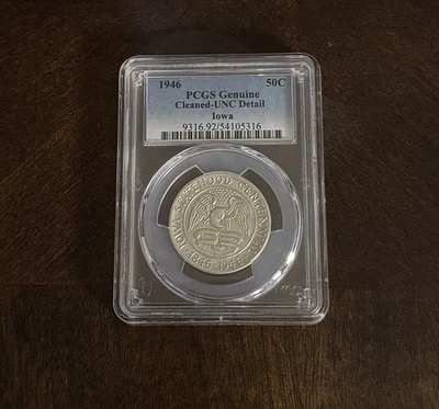 1946 Iowa Commemorative Half Dollar PCGS-UNC details *cleaned* - Image 1 of 2