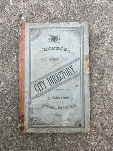 1885 Monroe, WI Green County City Directory Advertising Book Turner & Booth - Picture 1 of 9