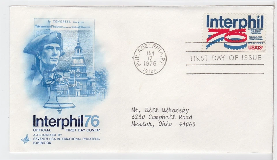 TurtlesTradingPost- Interphil '76 - 1976  #1632  FDC - Artcraft Cachet - Image 1 of 1