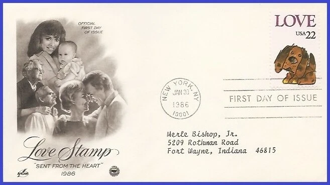 USA5 #2202 ADDR PCS ARTCRAFT FDC   Love Puppy - Image 1 of 1