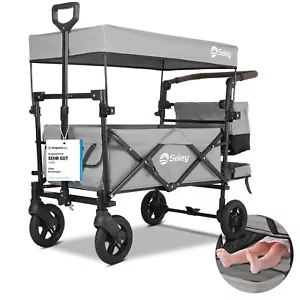150KG Bollerwagen Faltbar mit Dach für 2 Kinder Handwagen Klappbar Strandwagen - Bild 1 von 9