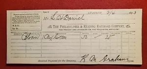 1893 The Philadelphia & Reading Railroad Company Güterbeleg pc8 - Bild 1 von 2