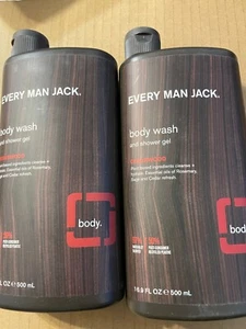 2 Bottles Every Man Jack Body Wash and Shower Gel (Cedarwood) 16.9 Fl Oz - Picture 1 of 2