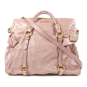 Miu Miu GHW 2 Way Shoulder Bag Crossbody Calfskin Leather Pink