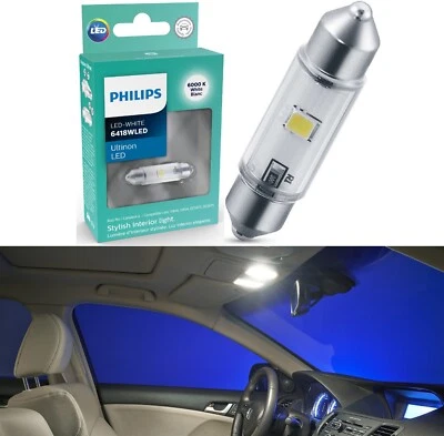 Philips Ultinon Luz LED 6418 Blanco 6000K Una Bombilla Guantera Lámpara de Repuesto Foto 1 de 4
