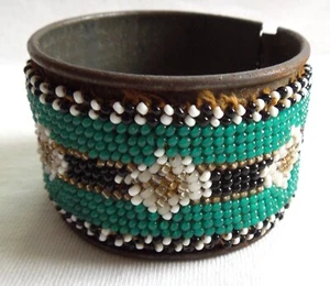 Vintage BEADED NAPKIN RING *Small Beads* Very Old Tourist Piece *FREE SHIPPING* - Picture 1 of 8