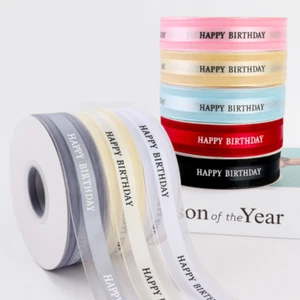 500 Yards Happy Birthday Silk Ribbon Bouquet Wrapping Chiffon Organza Ribbons - Picture 1 of 10