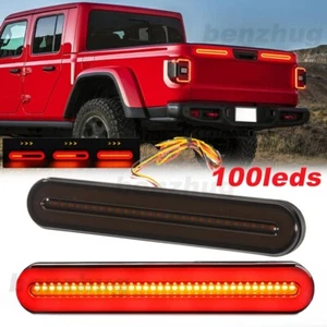 Stop 100LEDs Tail Brake Light Red+Flowing Amber Turn Lamp Trailer Truck Car Boat - Picture 1 of 12