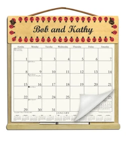 PERSONALIZED LADYBUGS CALENDAR HOLDER - REFILLABLE EVERY YEAR! - Picture 1 of 3