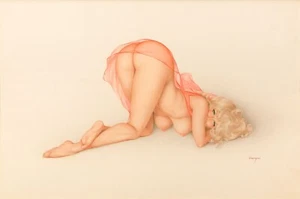 Alberto Vargas: PIN-UP en rosa puro: impresión artística de calidad de archivo 17x22 - Imagen 1 de 2