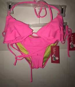The Bikini Lab neonrosa 2-teilige Saitenkrawatte Bikini Badeanzug Gr. S neu mit Etikett unverbindliche Preisempfehlung des Herstellers 72 $ HEISS!! - Bild 1 von 12
