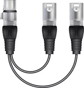 Soundlab 15cm 1 x XLR Female to 2 x XLR Male Splitter Cable - Picture 1 of 1