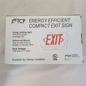 = TCP Energy Efficient Compact Exit Sign Red LED 22742 AC Only Universal Mount - Picture 1 of 3