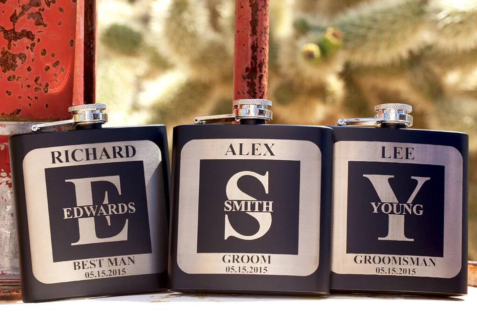 Frasco de padrino de boda, grabado personalizado regalo de boda, PERSONALIZADO, soltero Foto 1 de 3
