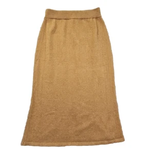 Talbots A-Line Midi Skirt Women's Small Tan Cotton Blend Flat Front Classic Knit - Picture 1 of 10