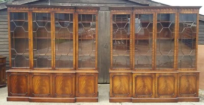 MATCHING PAIR OF REPRODUX BEVAN FUNNELL BREAKFRONT LIBRARY BOOKCASES - Image 1 of 4