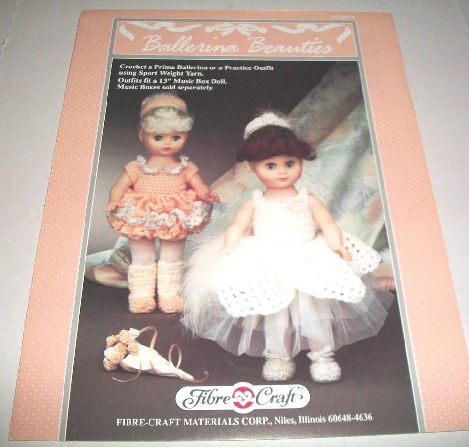 FIBRE CRAFT 1991 BALLERINA BEAUTIES 13" MUSIC DOLL CROCHET PATTERN 274 - Image 1 of 1