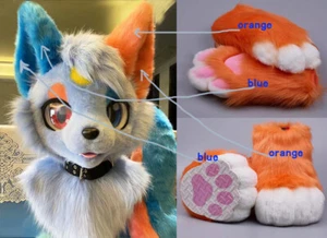 Fursuit Husky Fox Mascota (Zapatos + PATAS) Fiesta de Halloween Piel Juegos con disfraces - Imagen 1 de 4