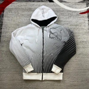 VTG FOX Racing Sasquatch Zip Hoodie Medium White AOP Y2K Skater Faux Fur Lined - Picture 1 of 14