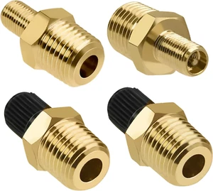 4 PCS Brass Air Inflator Adapter 1/4" NPT (M) to Standard Schrader Valve (M)... - Picture 1 of 12