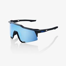 100% Speedcraft Matte Black Cycling Sunglasses - Hiper Blue Multilayer Mirror