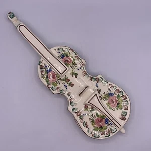 "Violino violoncello vintage italiano Paul's Italia stampato in ceramica violoncello da parete floreale 15"" - Foto 1 di 21