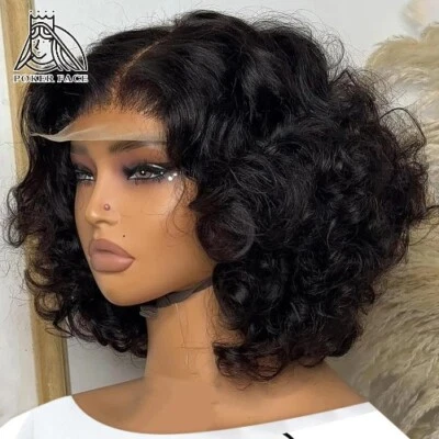 Brazilian Body Wave Bob 13x4 13x6 HD Lace Front Human Hair Wigs 5x5  Pre Plucked - Image 1 of 4