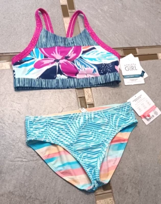 NWT  14 Athleta Girl Paradise Splash Bikini Top + Sunset Oasis Reversible Bottom - Image 1 of 4