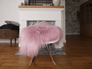 SHEEPSKIN ICELANDIC Pink XXL Rug Genuine Natural Sheepskin Area Rugs Carpet Drap - Picture 1 of 7