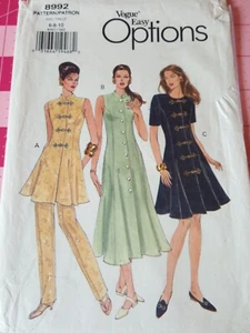 Vintage Vogue Pattern 8992 Dress Cheongsam Tunic Top Pants Size 6 8 10 UNCUT - Picture 1 of 3