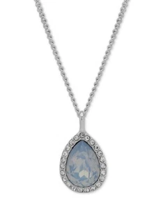 $42 GIVENCHY Blue Opalescent Crystal Drop pear shaped crystal necklace A8 - Picture 1 of 6