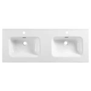 Bathroom Vanity Thin Edge Double Basin Top White Ceramic 120QD - Picture 1 of 3