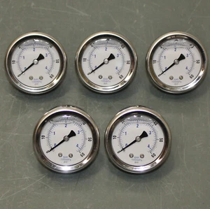 (5) Pic 2" Pressure Gauges 202L-208D, 0-60 psi, 1/8" NPT, Glycerin Liquid Filled - Picture 1 of 5
