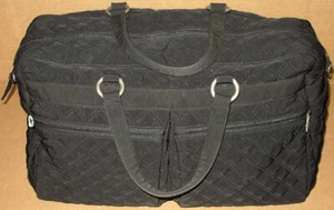 Vera Bradley Black Zippered 22" Carry On Luggage Quilted Travel Tote Sports Bag - Picture 1 of 7