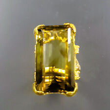 Natural gemstone 40 ct+ Lemon Quartz Ring 925 Sterling Silver Size 7 /R335996
