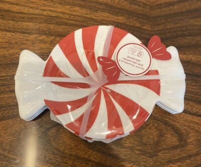 Мятный конфеты в форме Рождество меламин закуска тарелка комплект 4 красный белый новый - Изображение 1 из 4