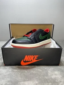 Nike Air Jordan 1 Retro Bajo OG Negro/Verde Garganta-Rojo Universitario 6.5 Para Mujer - Imagen 1 de 7