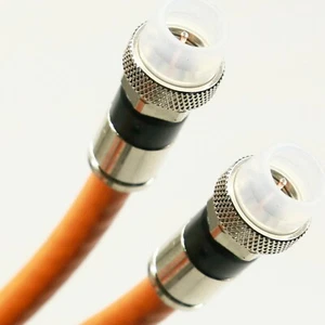100ft ORANGE DIRECT BURIAL RG6 18AWG COAXIAL CABLE WEATHER BOOT FITTINGS UL ETL - Picture 1 of 2