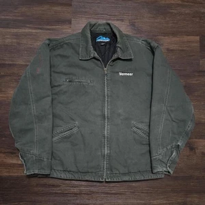Vtg Tri Mountain Detroit Jacket Mens XL Green Canvas Quilted Trucker - Picture 1 of 6