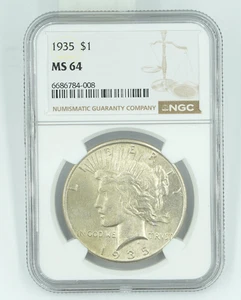 1935 NGC MS64 Peace Dollar - Picture 1 of 3