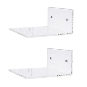 2x Bathroom Small 4 inch Clear Floating Wall Shelf Display Storage Organizer - Picture 1 of 7