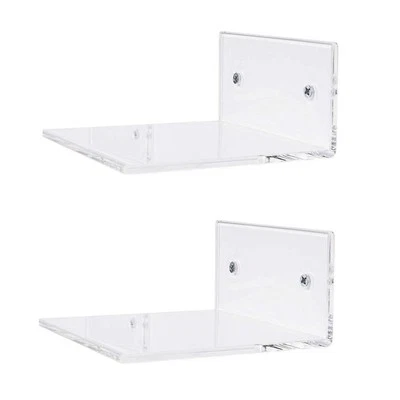 2x Bathroom Small 4 inch Clear Floating Wall Shelf Display Storage Organizer - Image 1 of 4